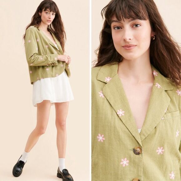 New! Free People Cali Printed Blazer - Moss Combo, size S - Picture 3 of 16